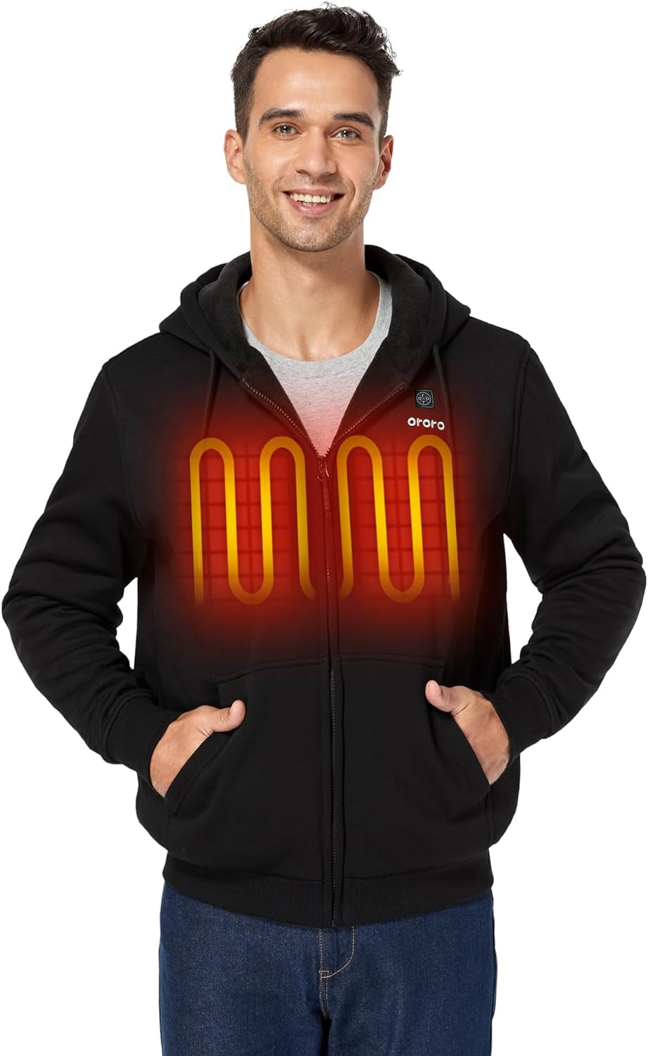 Heated Hoodie with Battery, Fleece Full-Zip Heated Sweatshirt Hoodie (Charger Not Included)