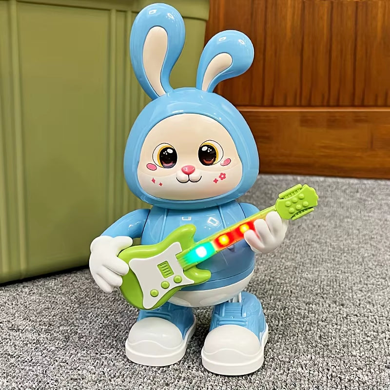 Musical Dancing Rabbit Toy with Guitar Walking Singing Bunny Moving Toys for Baby with Music & Lights for Toddlers Easter Gift