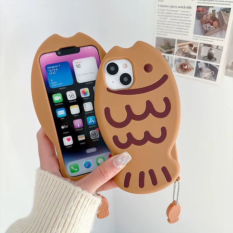 Gyu Yaki Replica Fish Cartoon Silicon Soft Phone Case for Iphone 11 12 13 Pro 14 15 Pro Max SE 7 8 plus X XR XS with Pendant