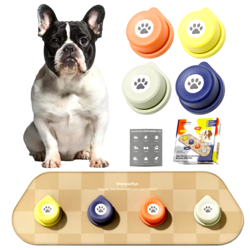 Dog Talking Button Set with Mat Communication Basic Get Started Kit Rechargeable Voice Recording Button 12 Packs