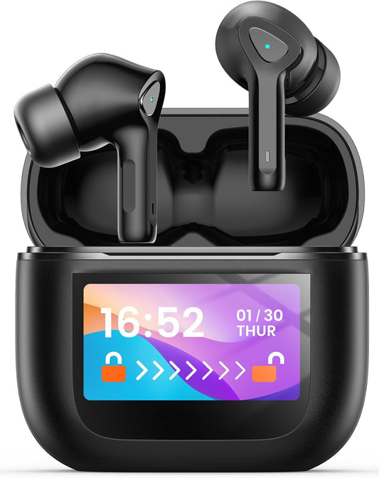 Wireless Earbuds Bluetooth 5.3 Headphones with LED Touch Screen 50H Playtime Deep Bass Stereo Ear Buds with Mic IPX7 Waterproof in Ear Earphones for Pad Tablet Laptop Android/Ios Phones