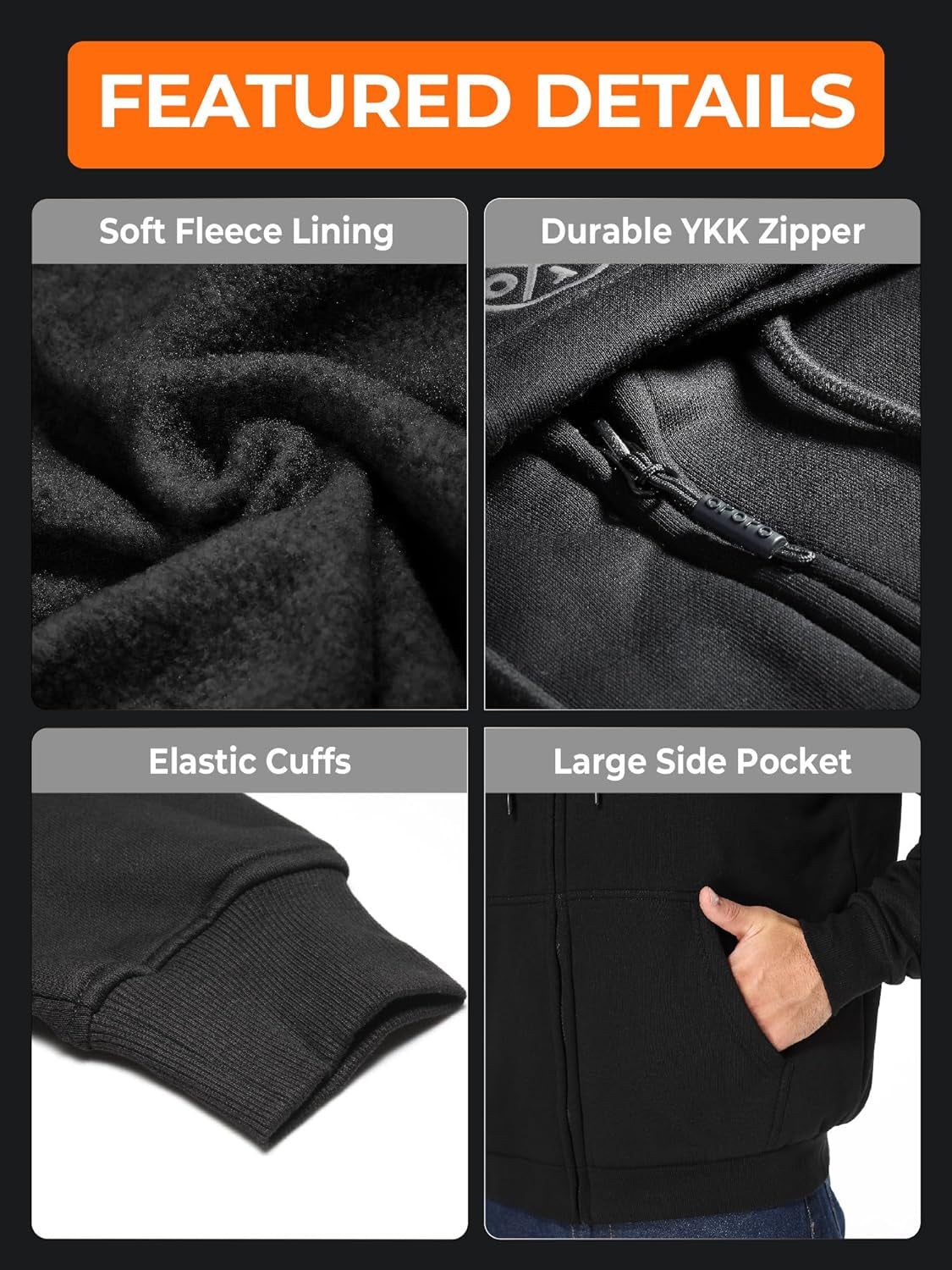 Heated Hoodie with Battery, Fleece Full-Zip Heated Sweatshirt Hoodie (Charger Not Included)