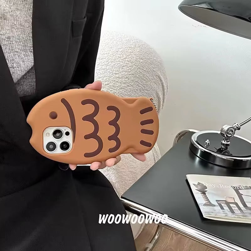 Gyu Yaki Replica Fish Cartoon Silicon Soft Phone Case for Iphone 11 12 13 Pro 14 15 Pro Max SE 7 8 plus X XR XS with Pendant