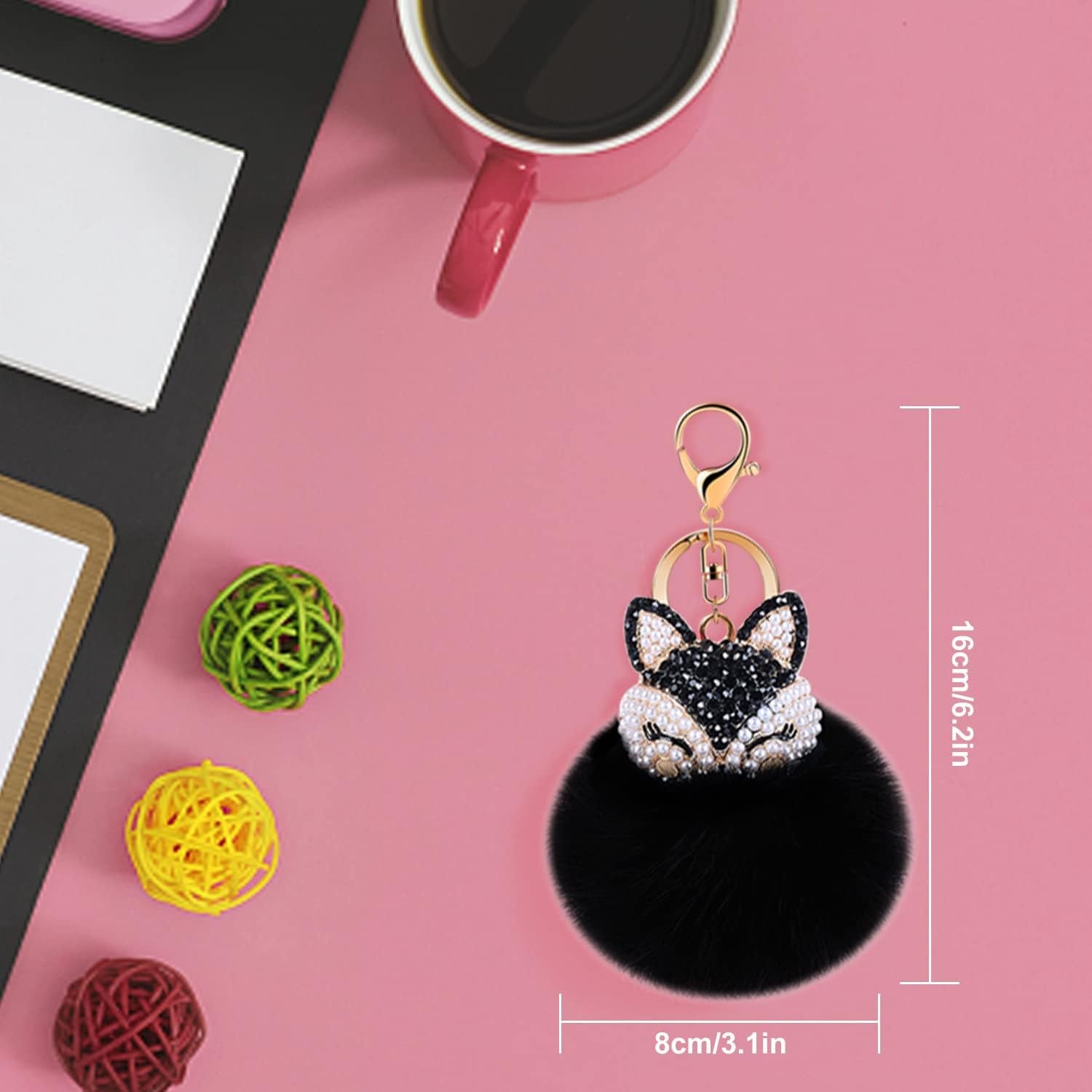 Boseen Genuine Rabbit Fur Ball Pom Pom Keychain