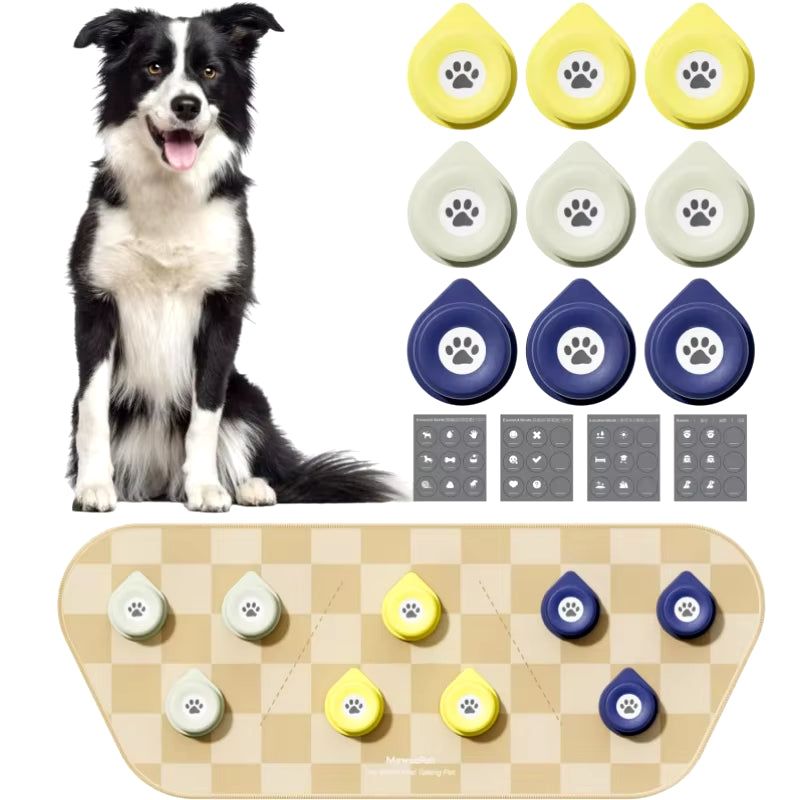 Dog Talking Button Set with Mat Communication Basic Get Started Kit Rechargeable Voice Recording Button 12 Packs