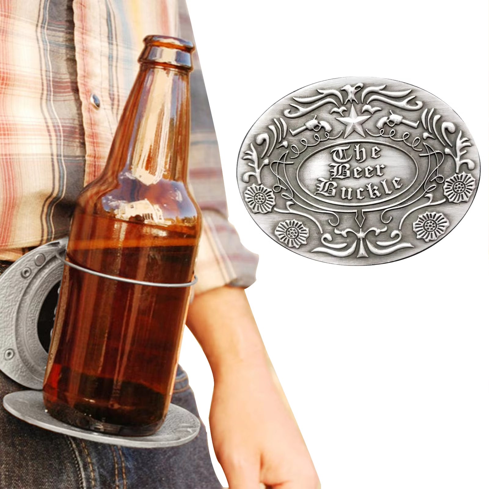 Beer Holder Belt Portable Metal Belt Cup Holder Beer Drink Cup Holder Mini Beer Belt Tray Buckle Cup Holder for Picnic Party BBQ