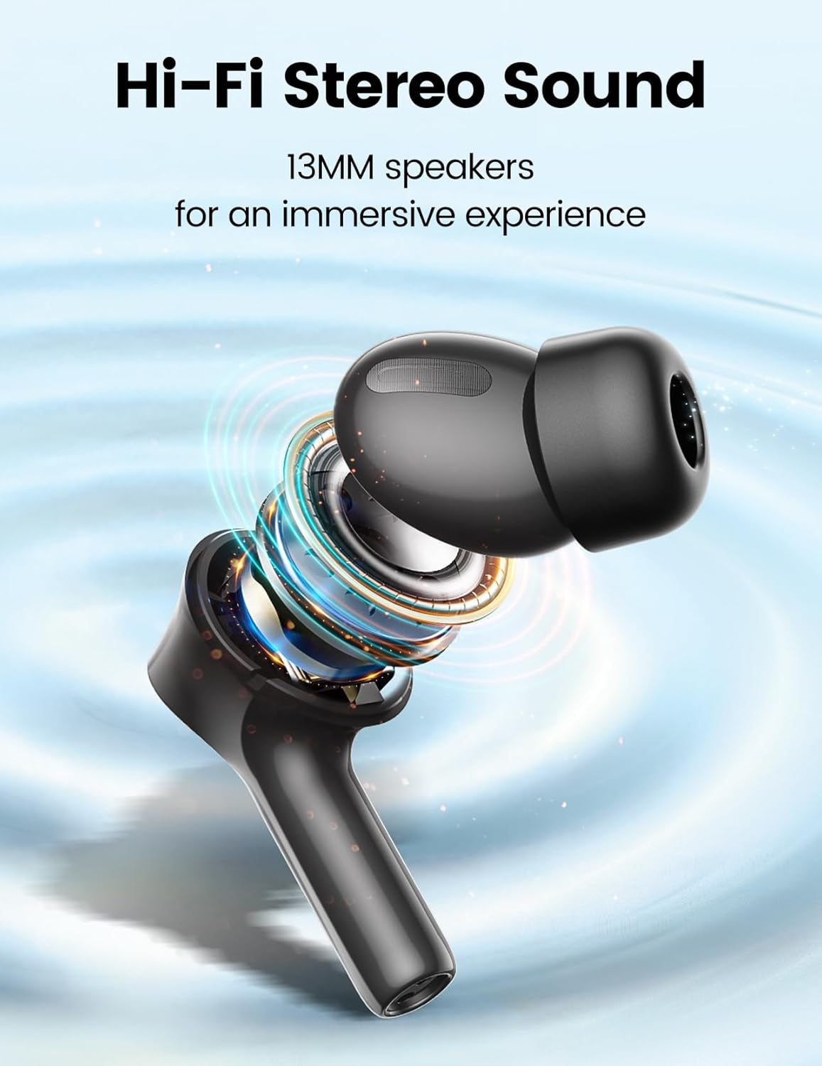 Wireless Earbuds Bluetooth 5.3 Headphones with LED Touch Screen 50H Playtime Deep Bass Stereo Ear Buds with Mic IPX7 Waterproof in Ear Earphones for Pad Tablet Laptop Android/Ios Phones