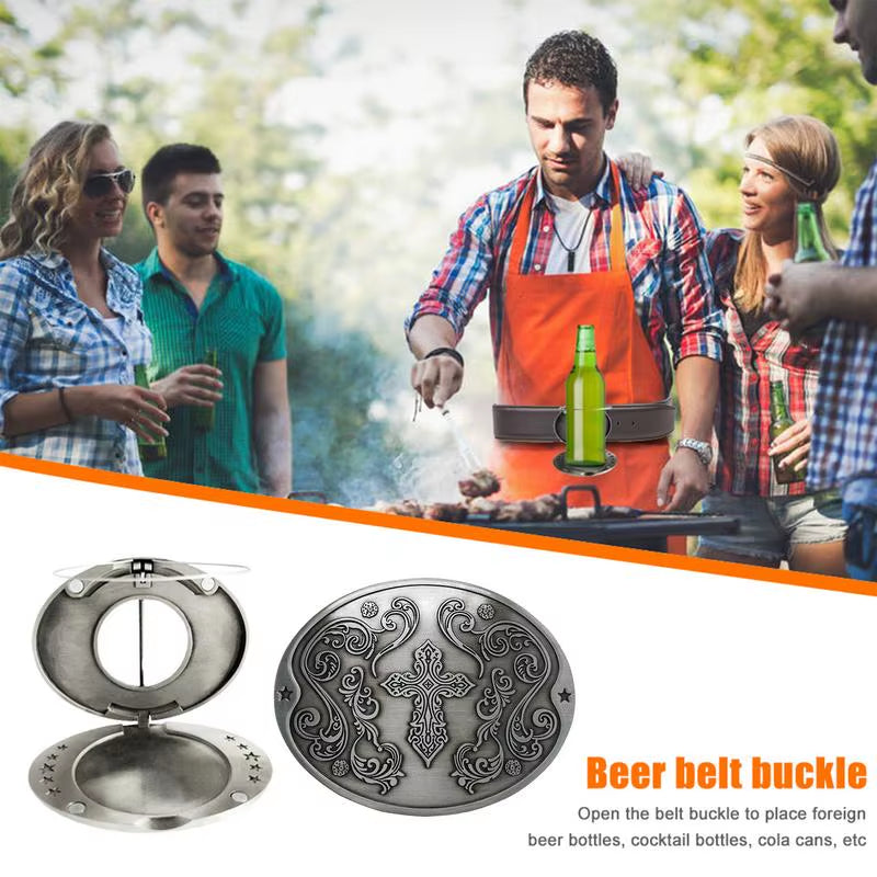 Beer Holder Belt Portable Metal Belt Cup Holder Beer Drink Cup Holder Mini Beer Belt Tray Buckle Cup Holder for Picnic Party BBQ