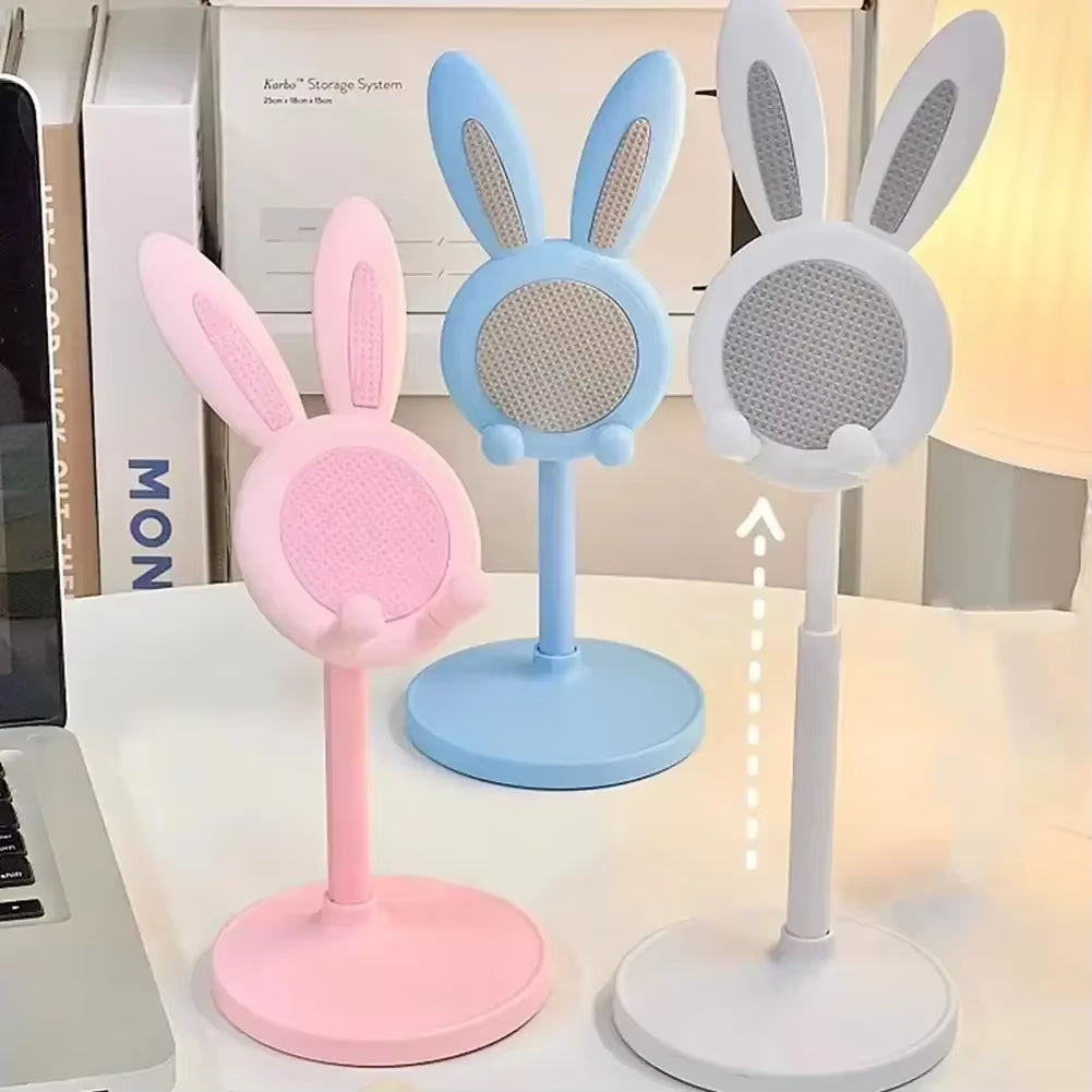 Cell Phone Stand,Angle Height Adjustable Bunny Phone Stand for Desk,Cute Rabbit Phone Holder Stand for Desk Mobile